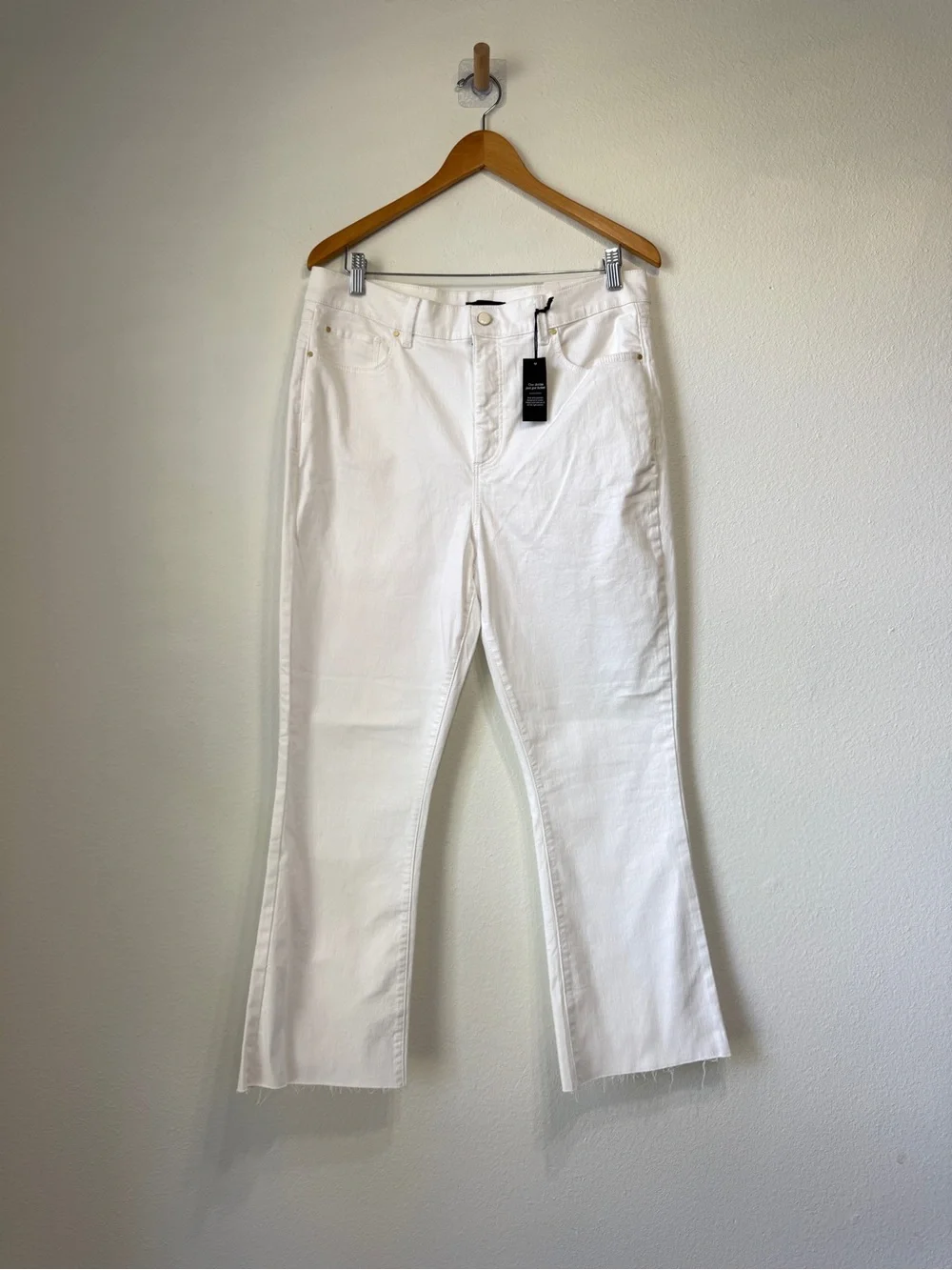 Ann Taylor The Boot Crop High Rise White Jeans Size 14
